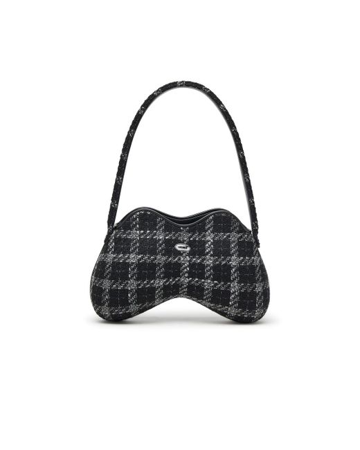 DIESEL Black Double-D-Shoulder Bag With Houndstooth Motif