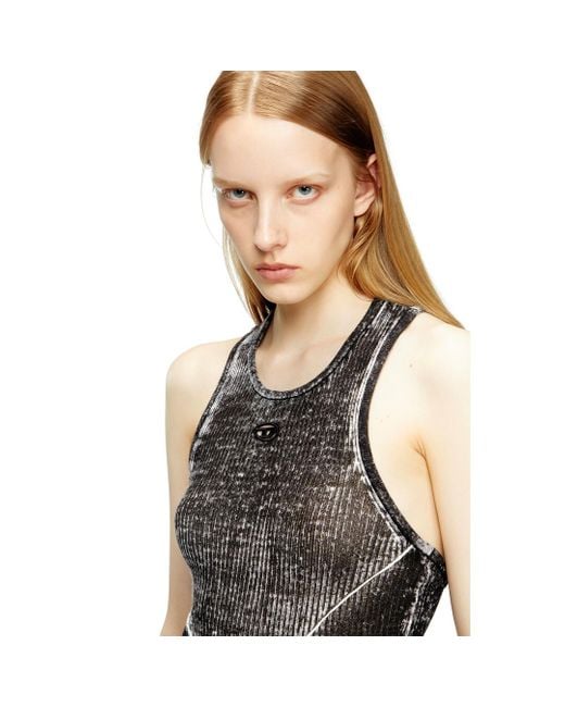 DIESEL Black 'M-Rab' Midi Dress Made Of Linen Yarn