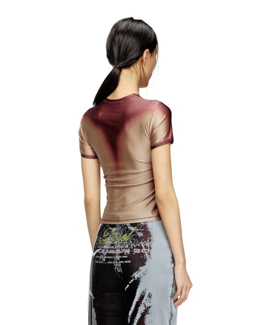 DIESEL Short-Sleeve Top With Lyrics Print Brown