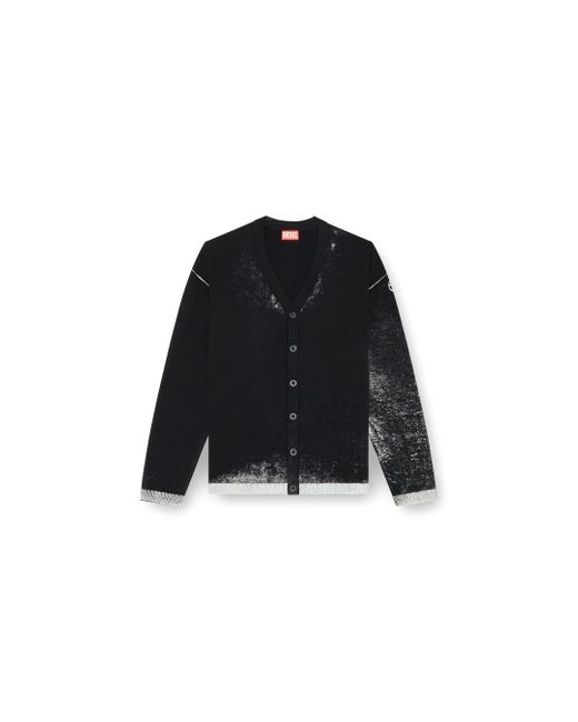 DIESEL Black Reverse-Print Cotton Cardigan for men