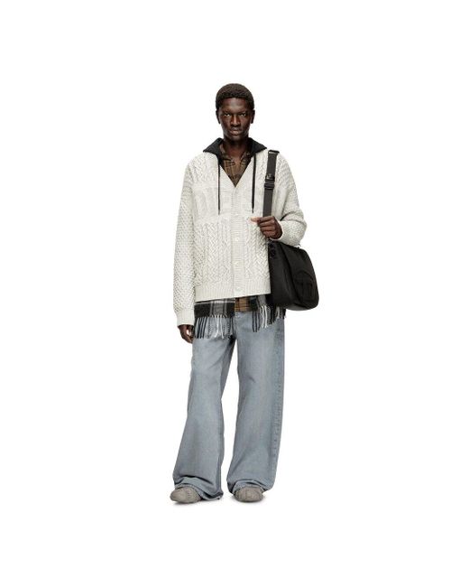 DIESEL White Cable-Knit Cardigan With Logo for men