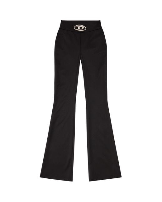 DIESEL Twill Pants With Metal Oval D Plaque Black
