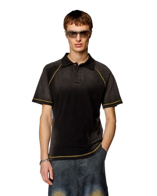 DIESEL Black Polo Shirt With Sun-faded Effects for men
