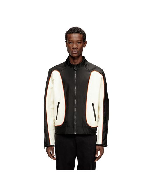 DIESEL Black Nylon Jacket With Color Block And Piping Details for men