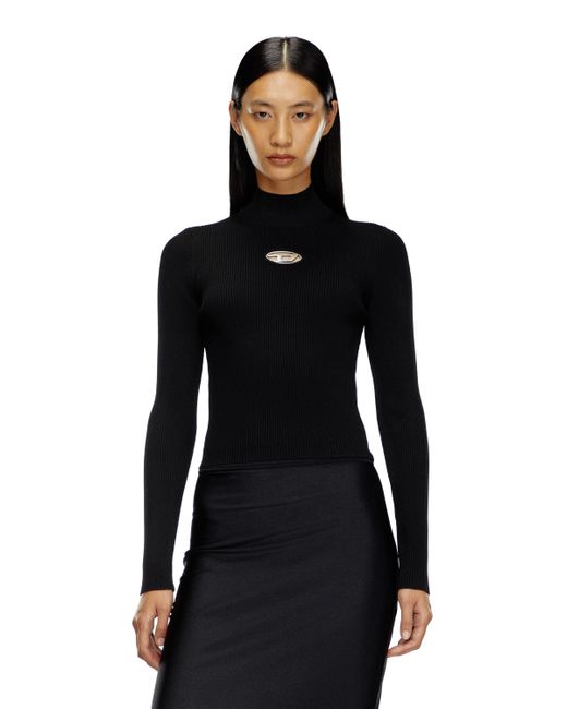 Top a coste in lana e cashmere di DIESEL in Black