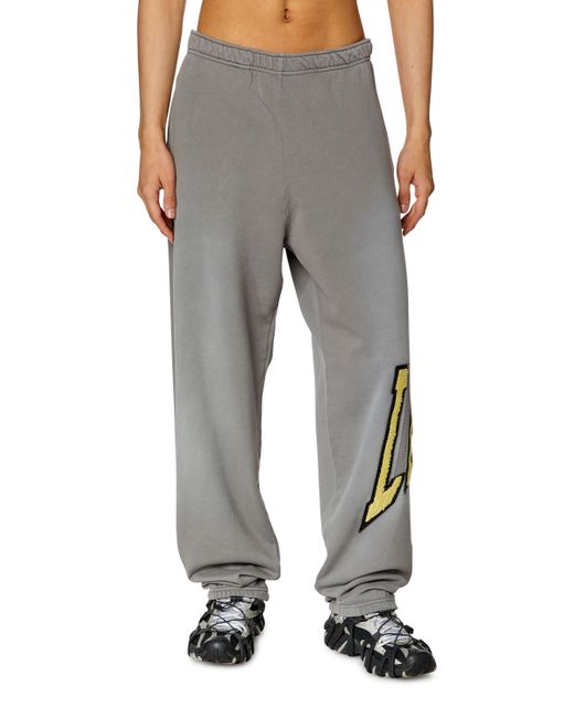 DIESEL Gray College Track Pants With Lies Patches for men