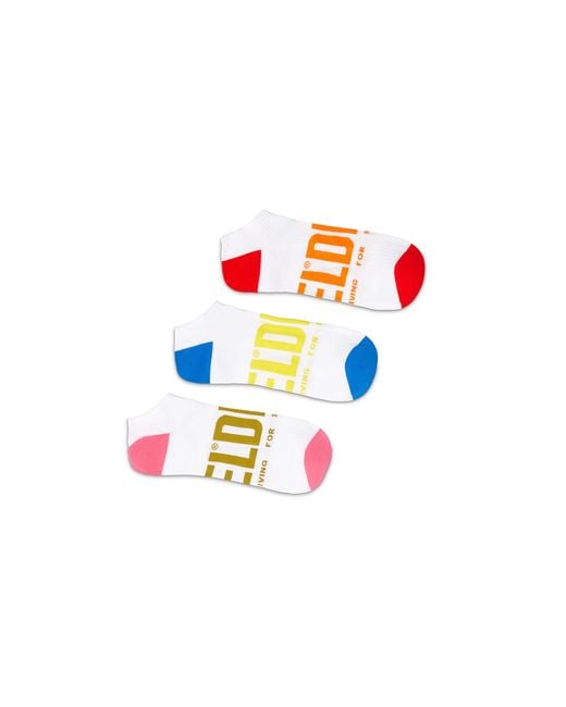 DIESEL White Three-Pack Low-Cut Logo Socks for men