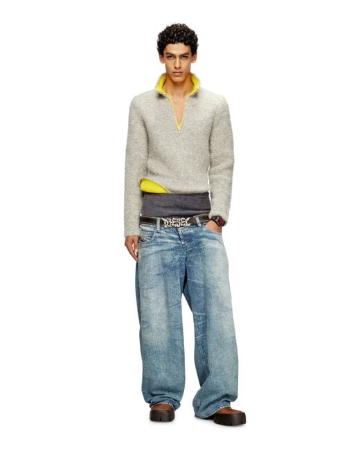 メンズ DIESEL Half-Zip Jumper With Contrast Interior Natural