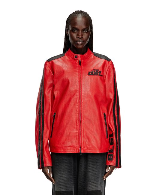 DIESEL Pop レザージャケット Red
