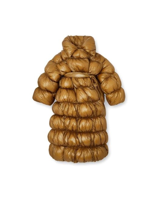 DIESEL Yellow Quilted Down Coat With Belt