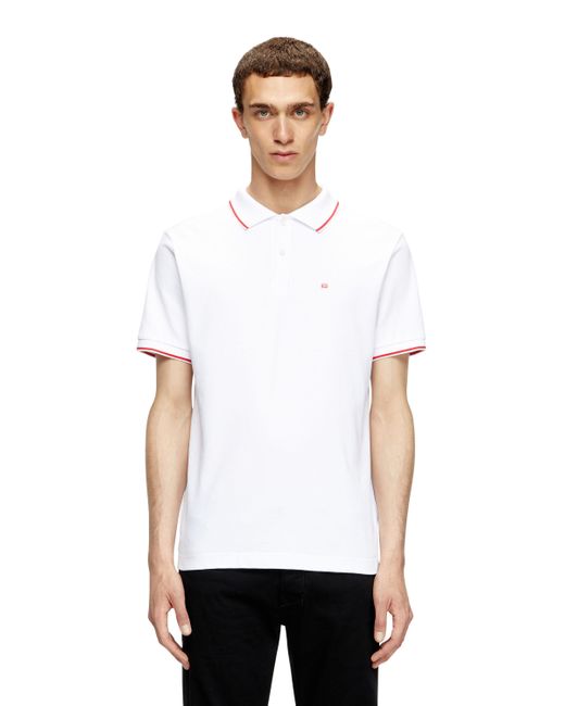 DIESEL White Polo Shirt With Micro Embroidery for men