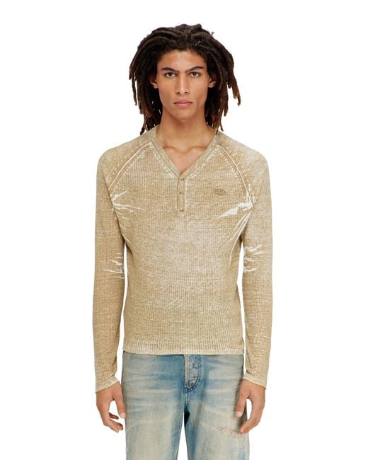 DIESEL Natural Henley Jumper With Faded Reverse Print for men