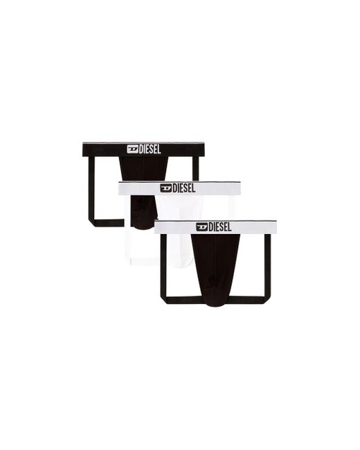 DIESEL White Three-pack Jockstraps With Front Logo for men