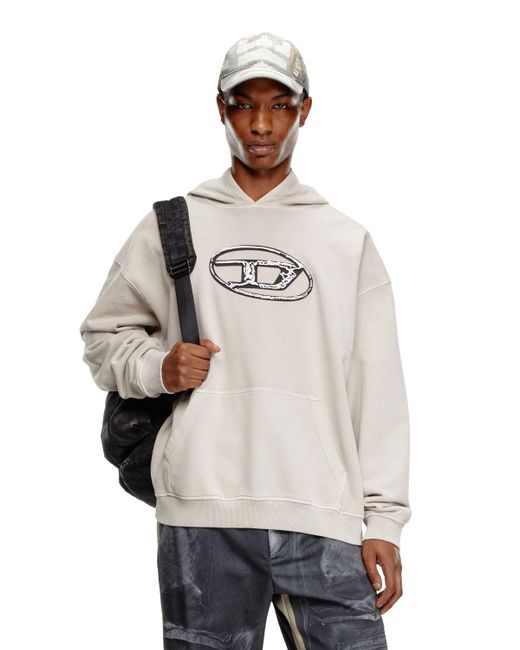 DIESEL Natural Hoodie With Multi-layered Logo Print for men