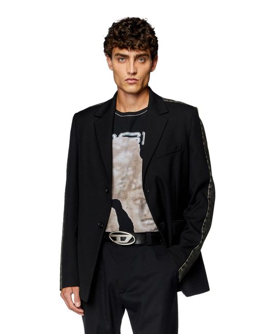 DIESEL Black Hybrid Blazer In Cool Wool And Denim for men