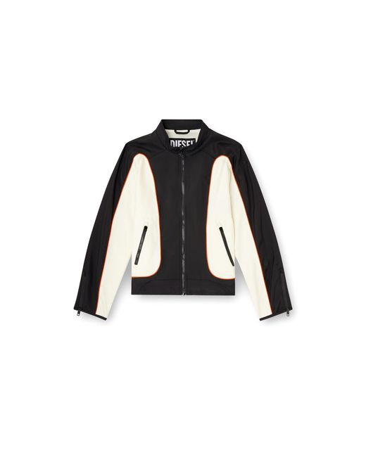 DIESEL Black Nylon Jacket With Color Block And Piping Details for men