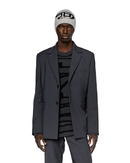 DIESEL Blue Blazer In Pinstriped Cool Wool And Jersey for men