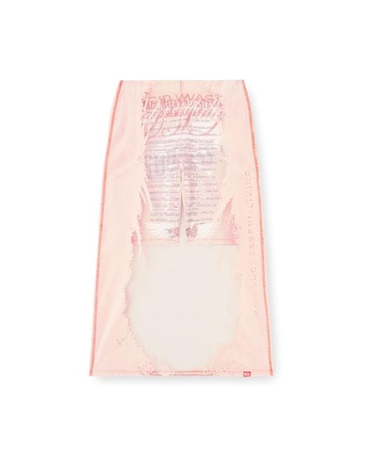 DIESEL Pink Layered Midi Skirt With Lyrics Print
