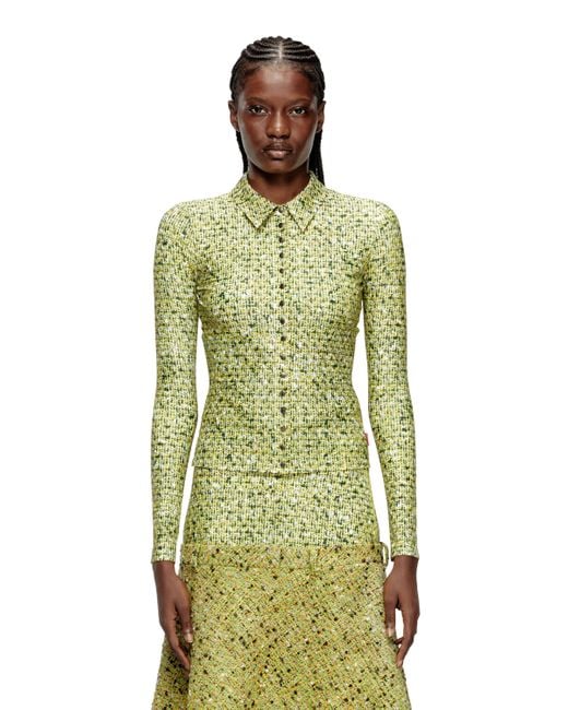 Camisa De Tejido Elástico Con Estampado De Bouclé DIESEL de color Green