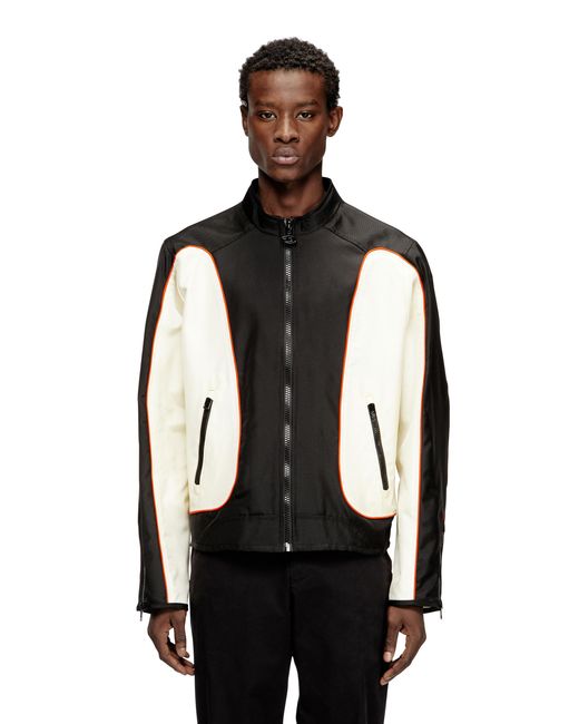 DIESEL Black Nylon Jacket With Color Block And Piping Details for men