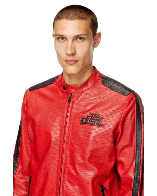 DIESEL Pop レザージャケット Red