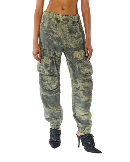 Cargo pants with washed print di DIESEL in Green