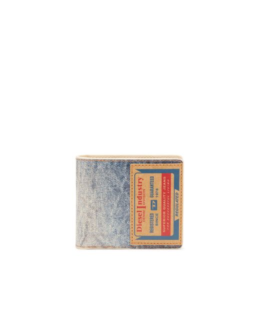 DIESEL Bifold-Portemonnaie aus Leder mit Denim-Print in White für Herren