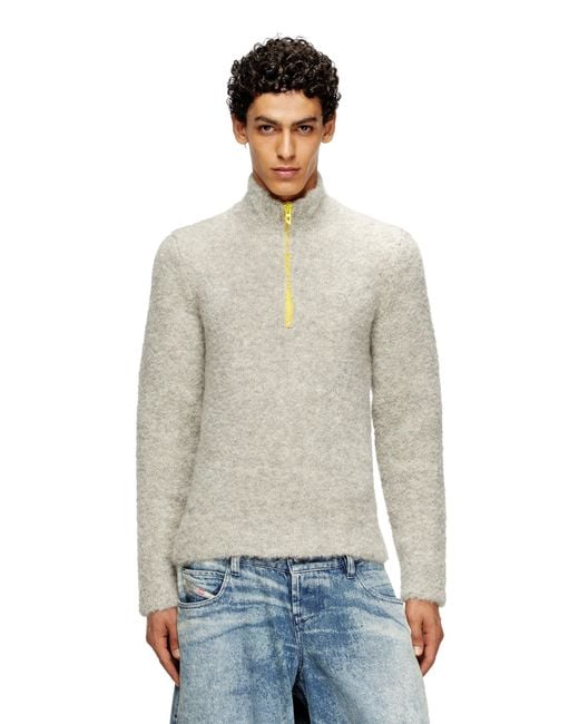 DIESEL Natural Half-Zip Jumper With Contrast Interior for men