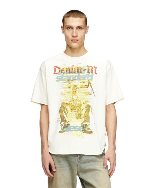 DIESEL Metallic T-Shirt With Lyrics Print