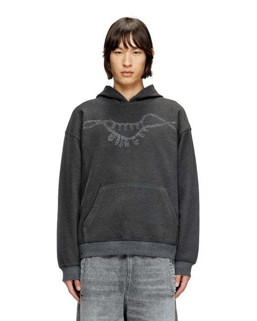 Sudadera Con Capucha Y Estampado De Collar Con Colgante DIESEL de color Black