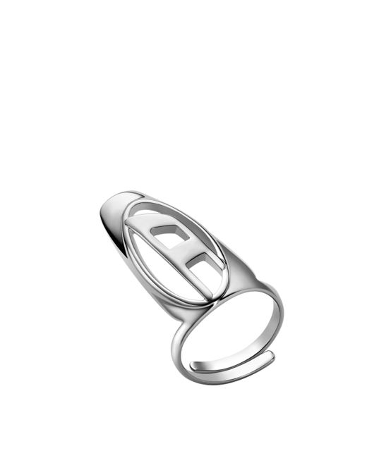 DIESEL Metallic Silver-tone Brass Nail Ring