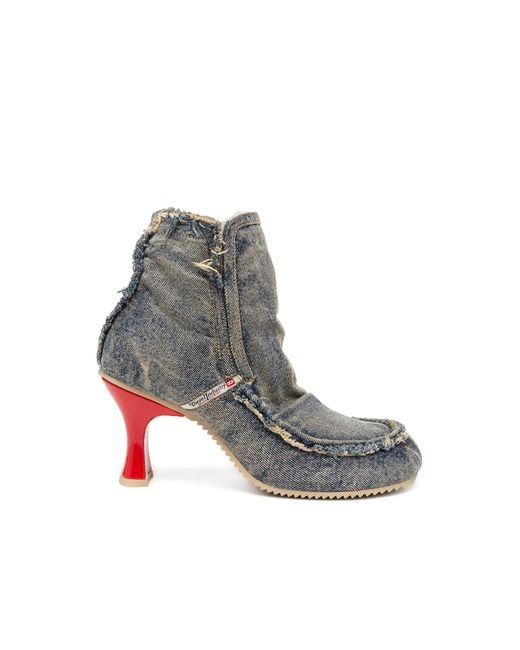 DIESEL Gray D-Woodstock Denim Boots