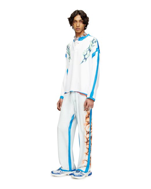 DIESEL Blue Relaxed Pant With Graffiti Print