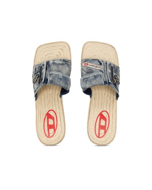 DIESEL Blue D-ibiza-heeled Platform Espadrilles In Denim