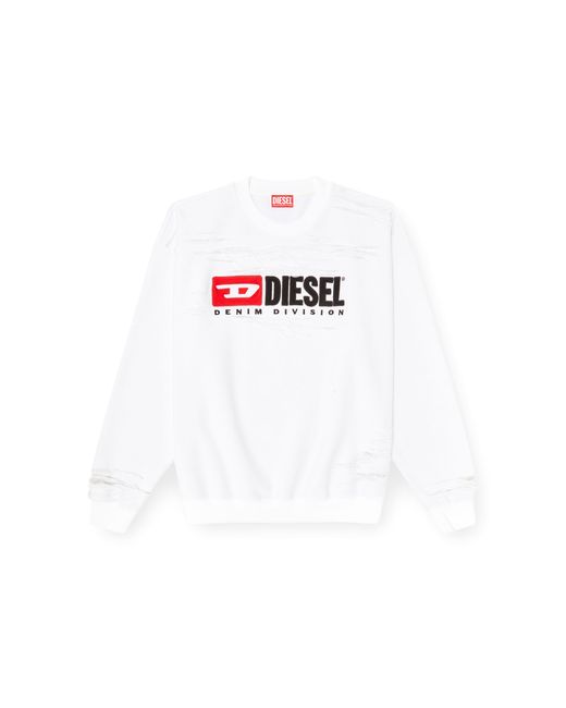 DIESEL White Sweatshirt With Devorèe Floating Threads for men