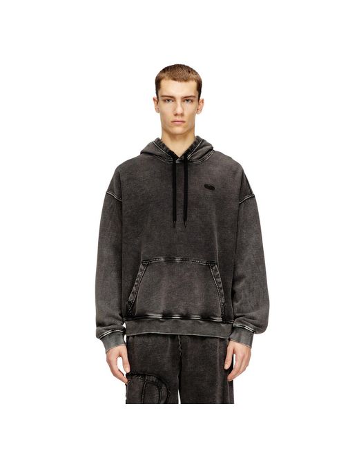 DIESEL Black Hoodie With Raw-Cut Back Patch for men