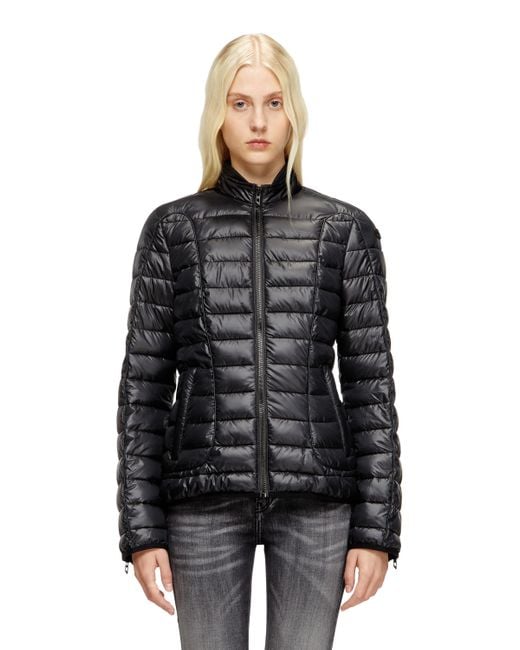 DIESEL Black Puffer Jacket With Biker Details