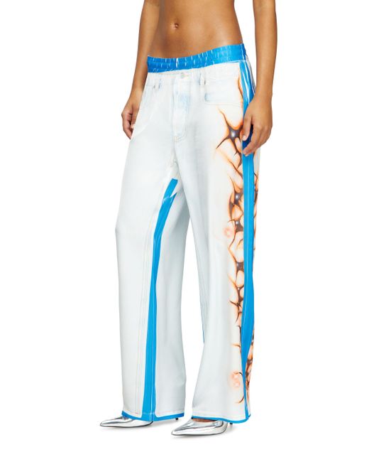 DIESEL Blue Relaxed Pant With Graffiti Print