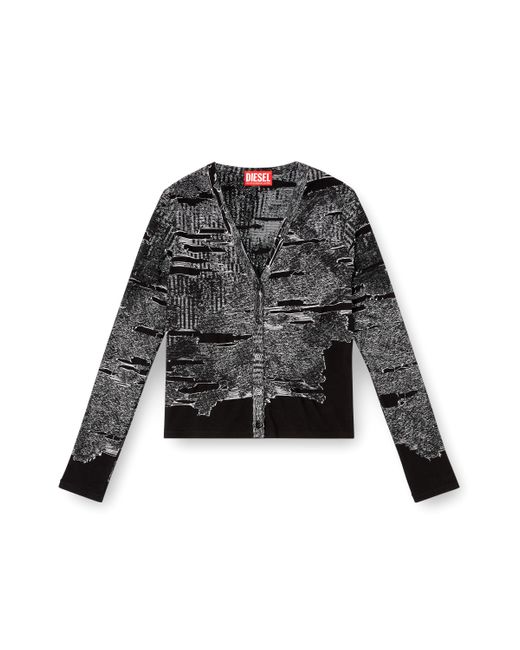 DIESEL Cardigan With Engineered Distressing Black