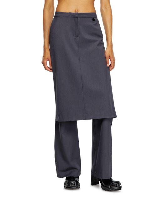 DIESEL Blue Hybrid Skirt-pants In Wool Blend