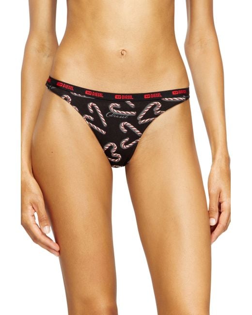 DIESEL Pink Three-Pack Thongs With Candy Cane Print
