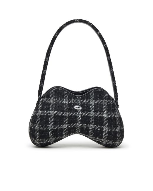 DIESEL Black Double-D-Shoulder Bag With Houndstooth Motif