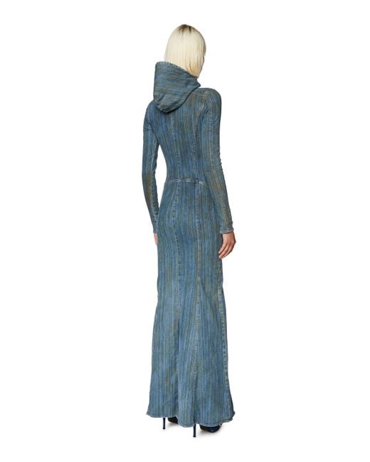DIESEL Blue Denim Maxi Dress With Second-skin Fit