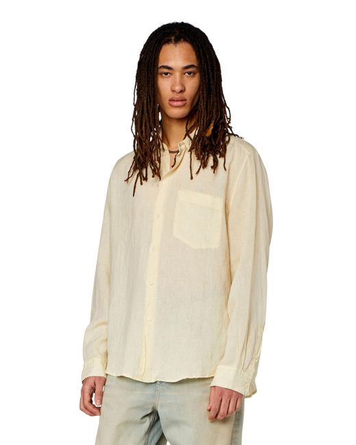 Chemise en lin avec col à logo DIESEL pour homme en coloris Natural