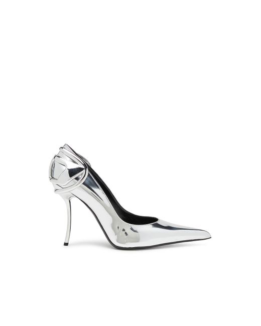 DIESEL White D-Ten & Half-Metallic Pumps With Curved Heel