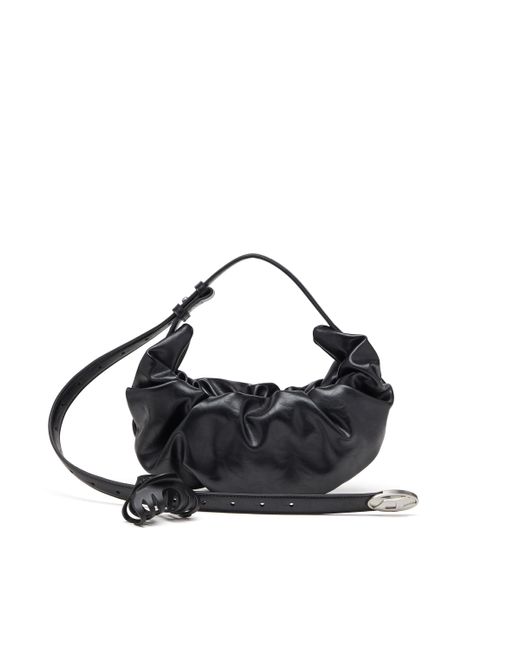DIESEL Black Grab-d S-small Scrunched Hobo Bag In Shiny Pu