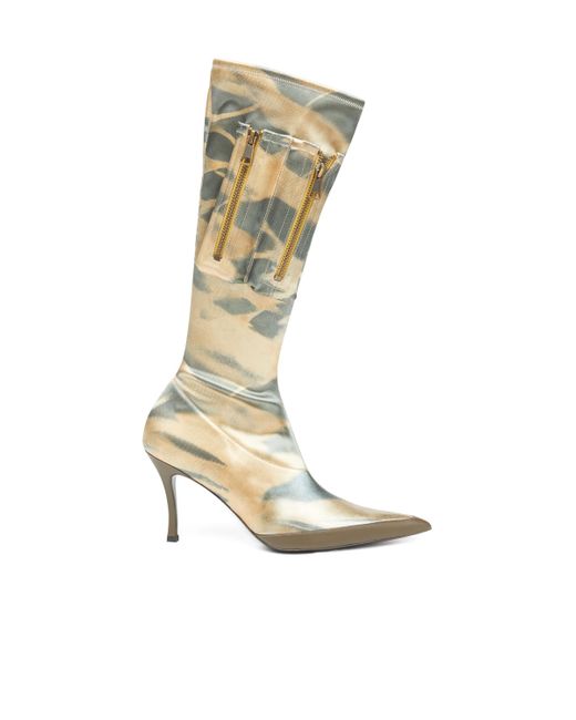 DIESEL Knee-length Boots In Camo Stretch Satin in White | Lyst