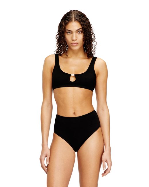 DIESEL Black Bralette Cotton Rib With Jewel Oval D