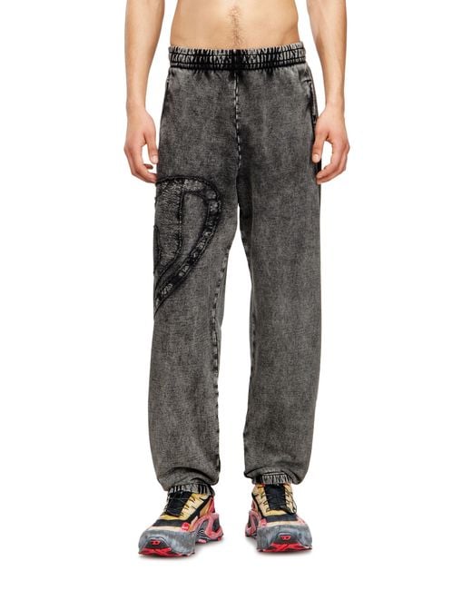 DIESEL Black Organic Cotton Sweatpants With Oval D Patch for men