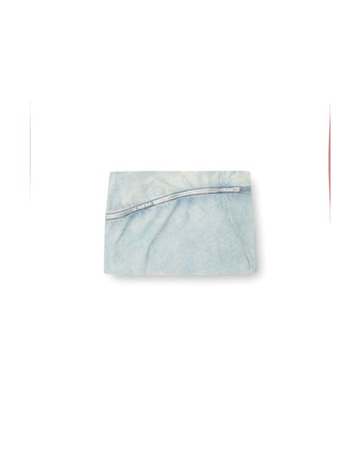 DIESEL Short Denim Skirt With Zip Detail Blue